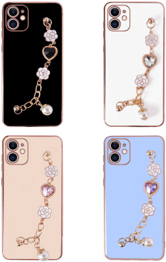 iPhone 11 Kılıf El Tutamaçlı Kamera Korumalı Mnc Taka Silikon Kapak-Pembe