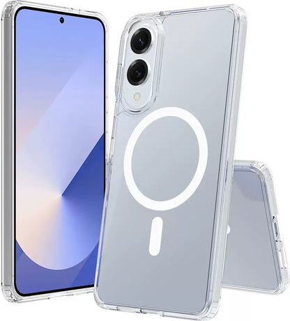 Galaxy S25 Edge Kılıf M-Safe Şarj Özellikli Şeffaf Sert Pc Mnc Embos Kapak - Şeffaf