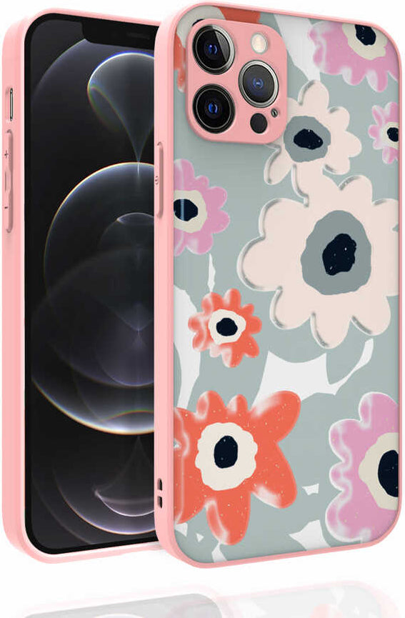 iPhone 12 Pro Uyumlu Desenli Kamera Korumalı Parlak Mnc Nora Kapak-No5