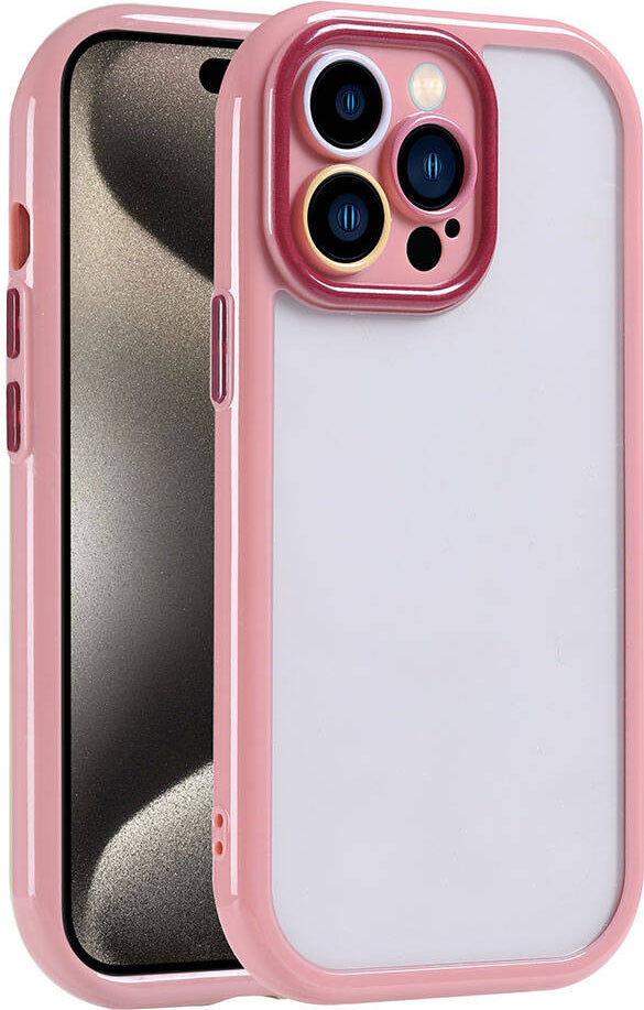Apple iPhone 15 Pro Max Kılıf Kamera Korumalı Renkli Kenar ve Çerçeve Tasarımlı Mnc Vitamin Kapak-Mürdüm