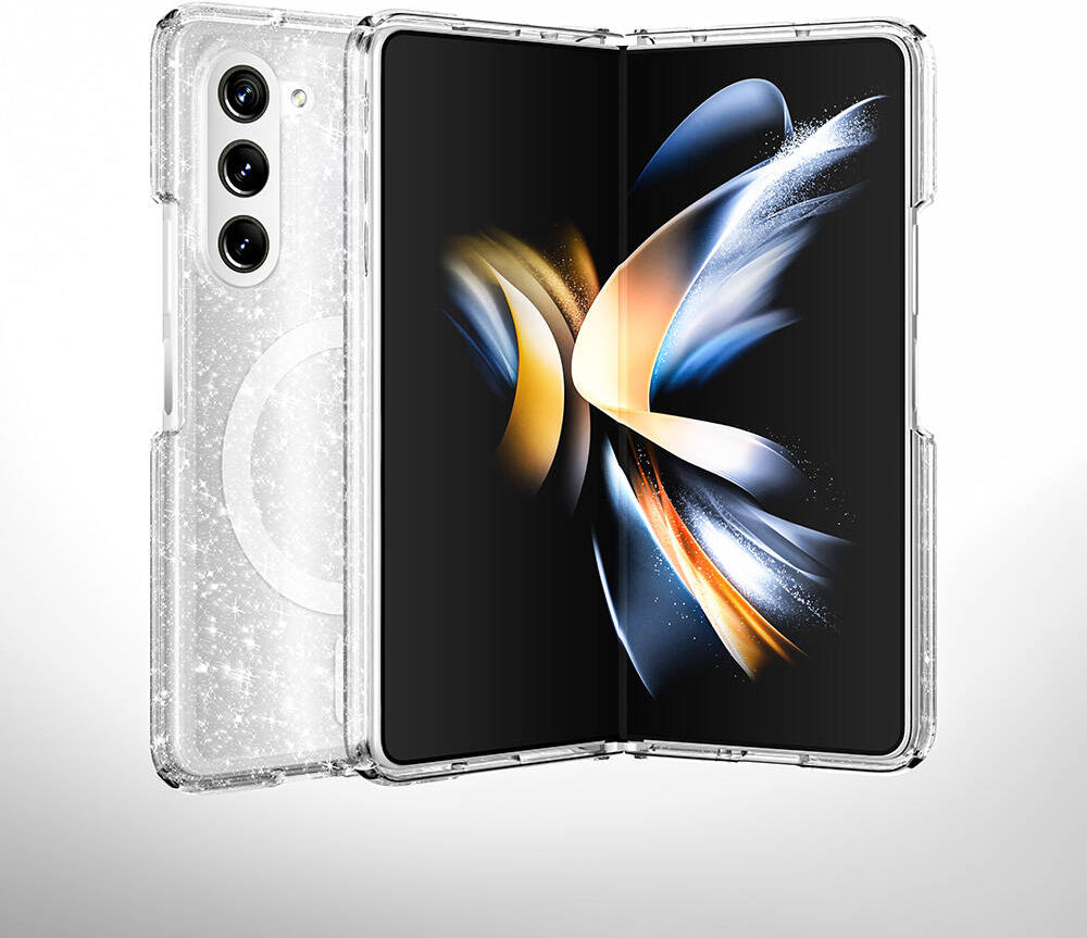 Galaxy Z Fold 6 Kılıf Magsafe Şarj Özellikli Parlayan Simli Saydam Renkli Mnc Allstar Kapak-Şeffaf