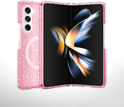 Galaxy Z Fold 6 Kılıf Magsafe Şarj Özellikli Parlayan Simli Saydam Renkli Mnc Allstar Kapak-Şeffaf
