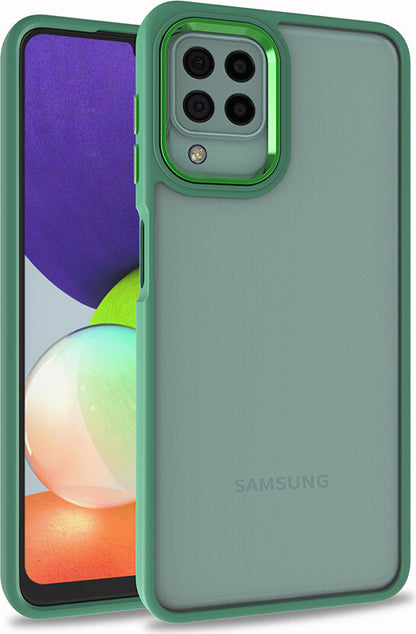 Galaxy A22 4g Kılıf Mnc Flora Kapak-Yeşil