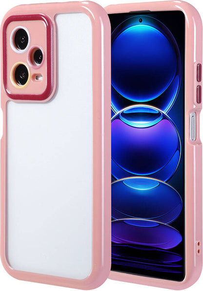Xiaomi Redmi Note 12 Pro 5g Kılıf Kamera Korumalı Renkli Kenar ve Çerçeve Tasarımlı Mnc Vitamin Kapak-Mürdüm