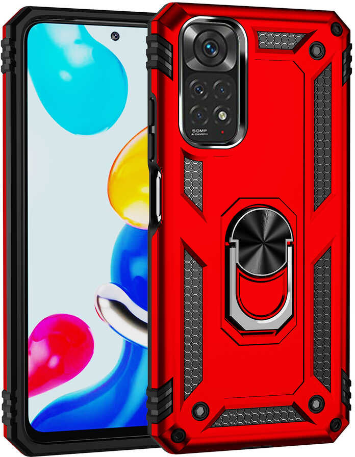 Xiaomi Redmi Note 11 Global Kılıf Mnc Vega Kapak-Kırmızı