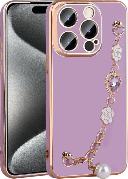 Apple iPhone 15 Pro Kılıf El Tutamaçlı Kamera Korumalı Mnc Taka Silikon Kapak-Mor