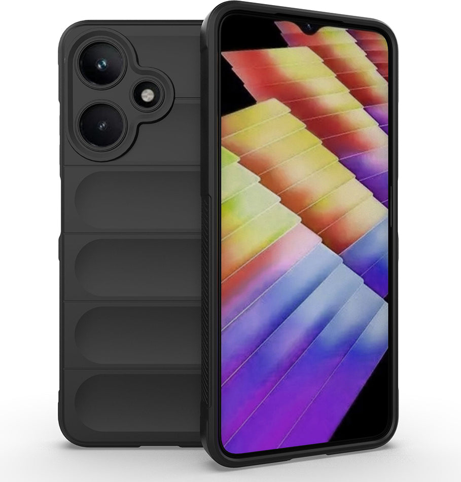 Infinix Hot 30I Kılıf Esnek Tpu Oyuklu Arka Yüzey Tasarımlı Mnc Etnik Silikon Kapak - Siyah