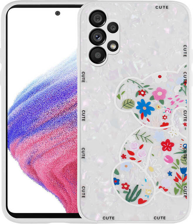 Galaxy A13 4g Kılıf Desenli Sert Silikon Mnc Mumila Kapak-White Bear