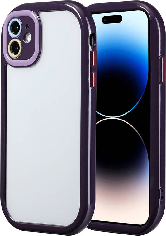 Apple iPhone 11 Kılıf Kamera Korumalı Renkli Kenar ve Çerçeve Tasarımlı Mnc Vitamin Kapak-Derin Mor