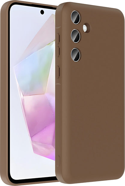 Galaxy A36 Kılıf Kamera Korumalı Kartlık Hazneli Mnc Vitra Kapak - Kahverengi