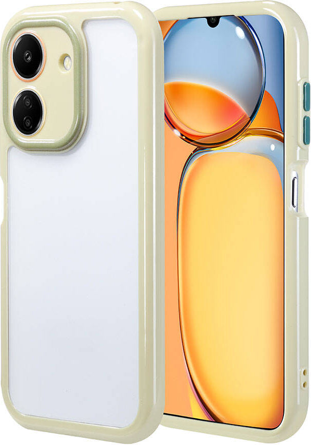 Xiaomi Redmi 13C Kılıf Kamera Korumalı Renkli Kenar ve Çerçeve Tasarımlı Mnc Vitamin Kapak-Yeşil