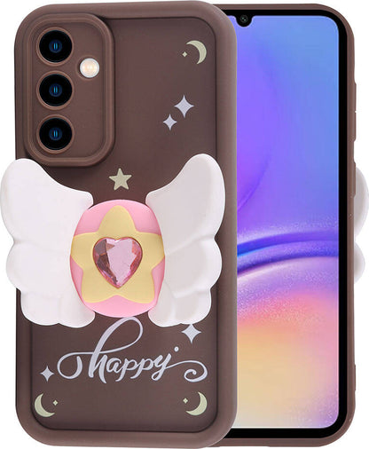 Galaxy A05S Kılıf Kamera Korumalı Figür Tasarımlı Mnc Kapya Kapak-Pembe Koyu