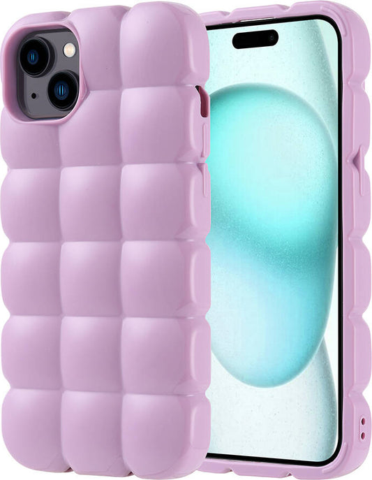 Apple iPhone 15 Plus Kılıf Parlak Esnek Silikon Mnc Dom Dom Kapak-Lila