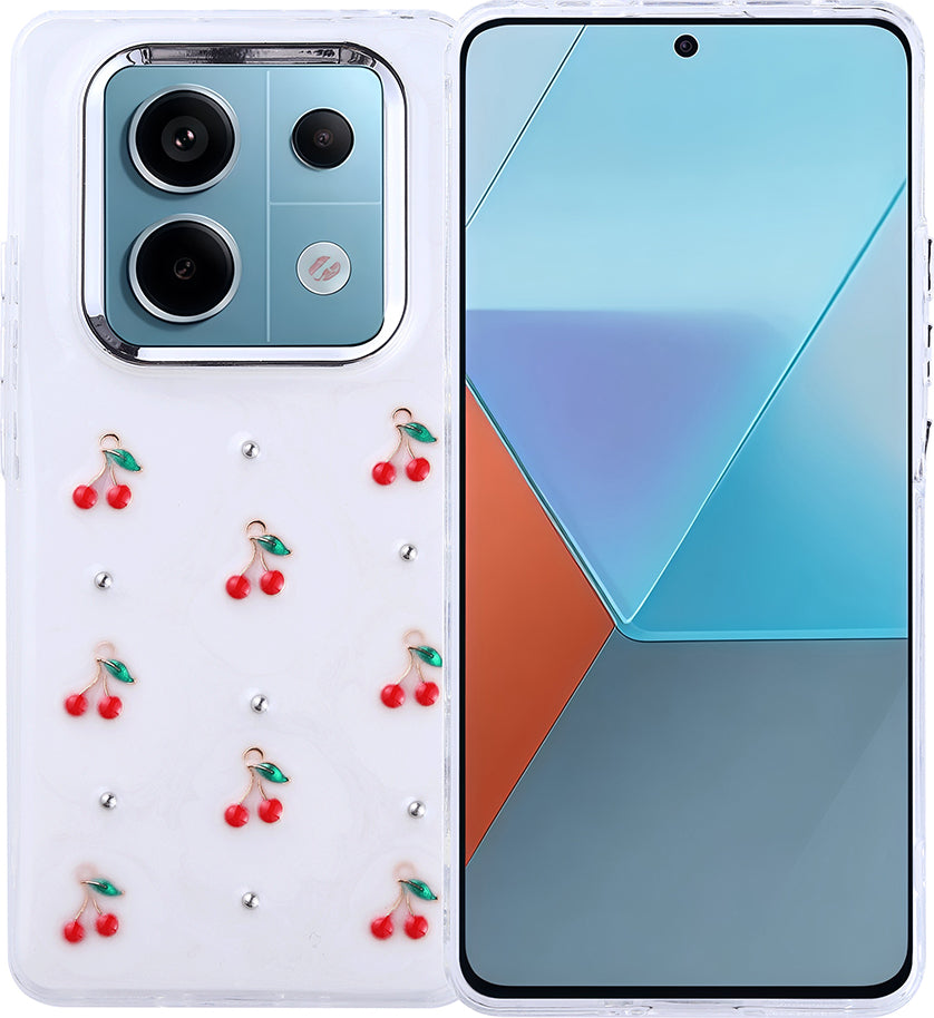 Redmi Note 14 Pro 4g Kılıf Airbag Tasarımlı Simli Şeffaf Mnc Kutup Kapak - Kiraz