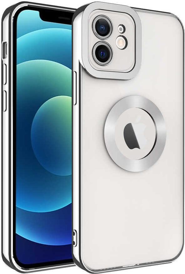 iPhone 11 Uyumlu Kamera Korumalı Logo Gösteren Mnc Omega Kapak-Gümüş
