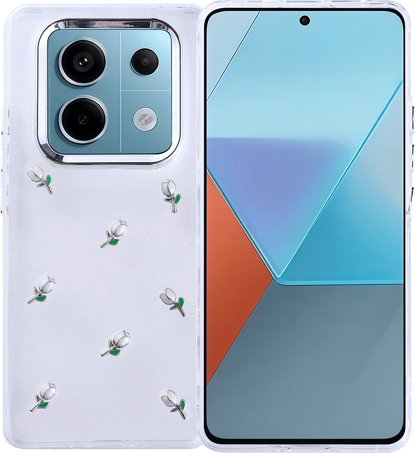 Redmi Note 14 Pro 4g Kılıf Airbag Tasarımlı Simli Şeffaf Mnc Kutup Kapak - Kiraz