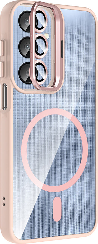 Galaxy A56 Kılıf Standlı ve Kamera Lens Hediyeli M-Safe Şarj Özellikli Mnc Etro Kapak - Lacivert