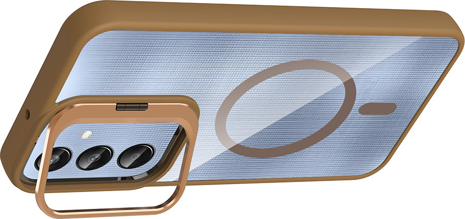 Galaxy A56 Kılıf Standlı ve Kamera Lens Hediyeli M-Safe Şarj Özellikli Mnc Etro Kapak - Lacivert
