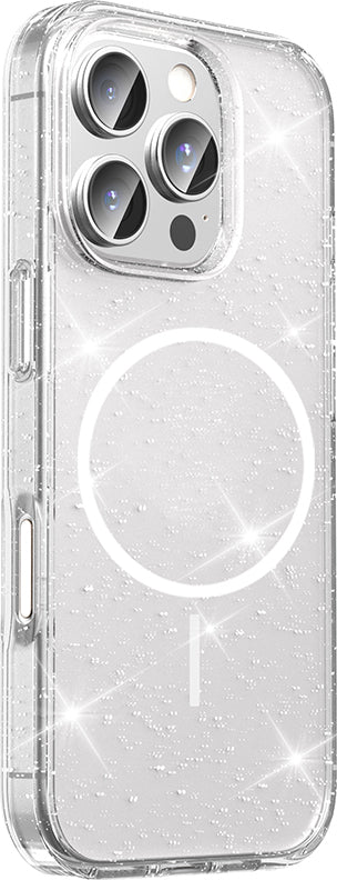 apple iPhone 16 Pro Kılıf M-Safe Şarj Özellikli Parlayan Simli Saydam Renkli Mnc Maris Kapak - Şef