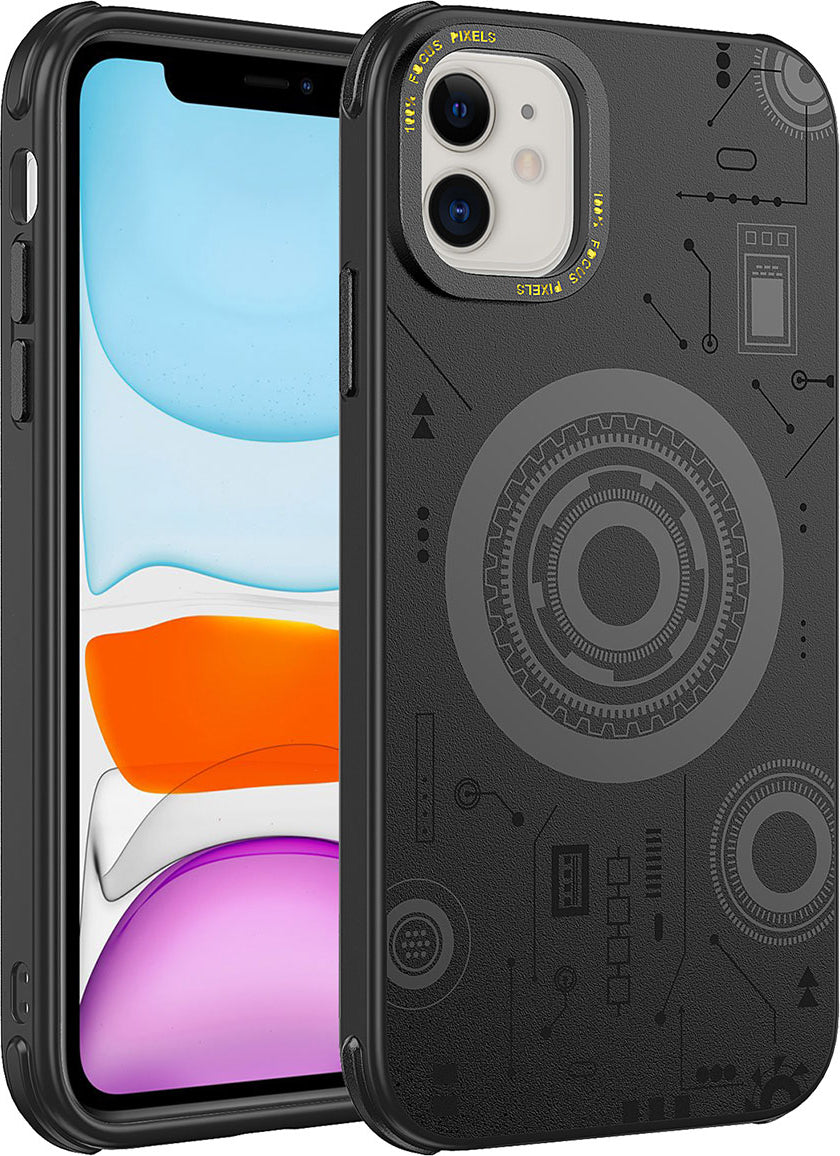 iPhone 11 Uyumlu Mnc Wireless Şarj Özellikli Desenli Hot Kapak-Gold