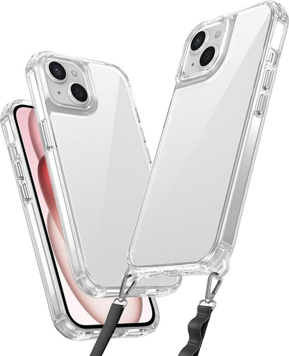 iPhone 15 Kılıf Airbagli Takılabilir Askı Aparatlı Mnc Snap Silikon Kapak-Şeffaf