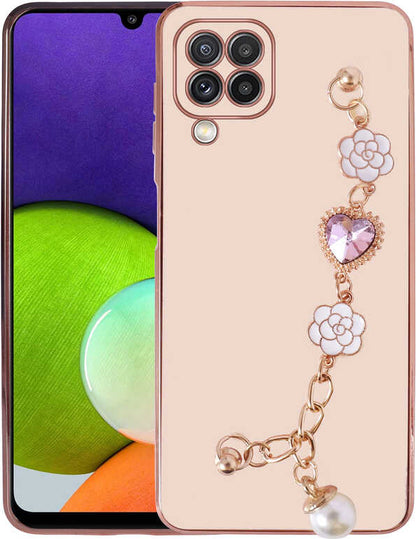 Galaxy M22 Kılıf El Tutamaçlı Kamera Korumalı Mnc Taka Silikon Kapak-Pembe
