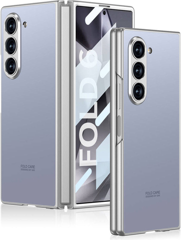 Galaxy Z Fold 6 Kılıf Titanyum Metal Tasarımlı Mnc Kıpta Caz Kapak-Mavi