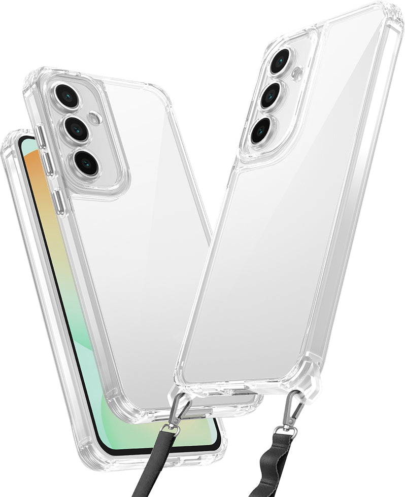 Galaxy A25 Kılıf Airbagli Takılabilir Askı Aparatlı Mnc Snap Silikon Kapak-Şeffaf