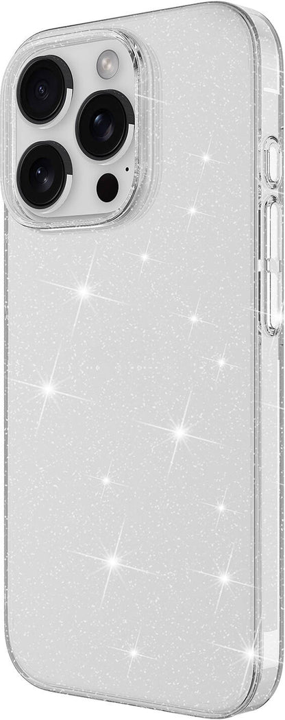 Apple iPhone 16 Pro Max Kılıf Parlayan Simli Şeffaf Mnc Redos Kapak-Şeffaf