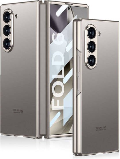 Galaxy Z Fold 6 Kılıf Titanyum Metal Tasarımlı Mnc Kıpta Caz Kapak-Titanyum-Gri