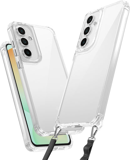 Galaxy A15 Kılıf Airbagli Takılabilir Askı Aparatlı Mnc Snap Silikon Kapak-Şeffaf