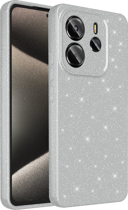 Redmi Note 14 5g Kılıf Kamera Korumalı Simli Lüks Mnc Koton Kapak - Gümüş