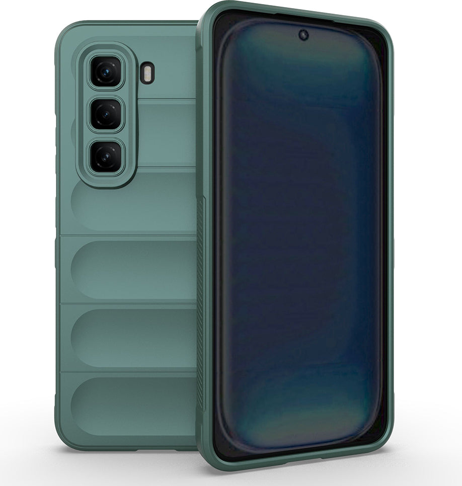 Infinix Hot 50 4g Kılıf Esnek Tpu Oyuklu Arka Yüzey Tasarımlı Mnc Etnik Silikon Kapak - Koyu Yeşil