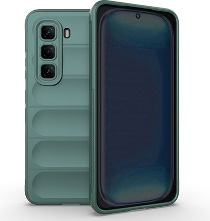 Infinix Hot 50 4g Kılıf Esnek Tpu Oyuklu Arka Yüzey Tasarımlı Mnc Etnik Silikon Kapak - Koyu Yeşil