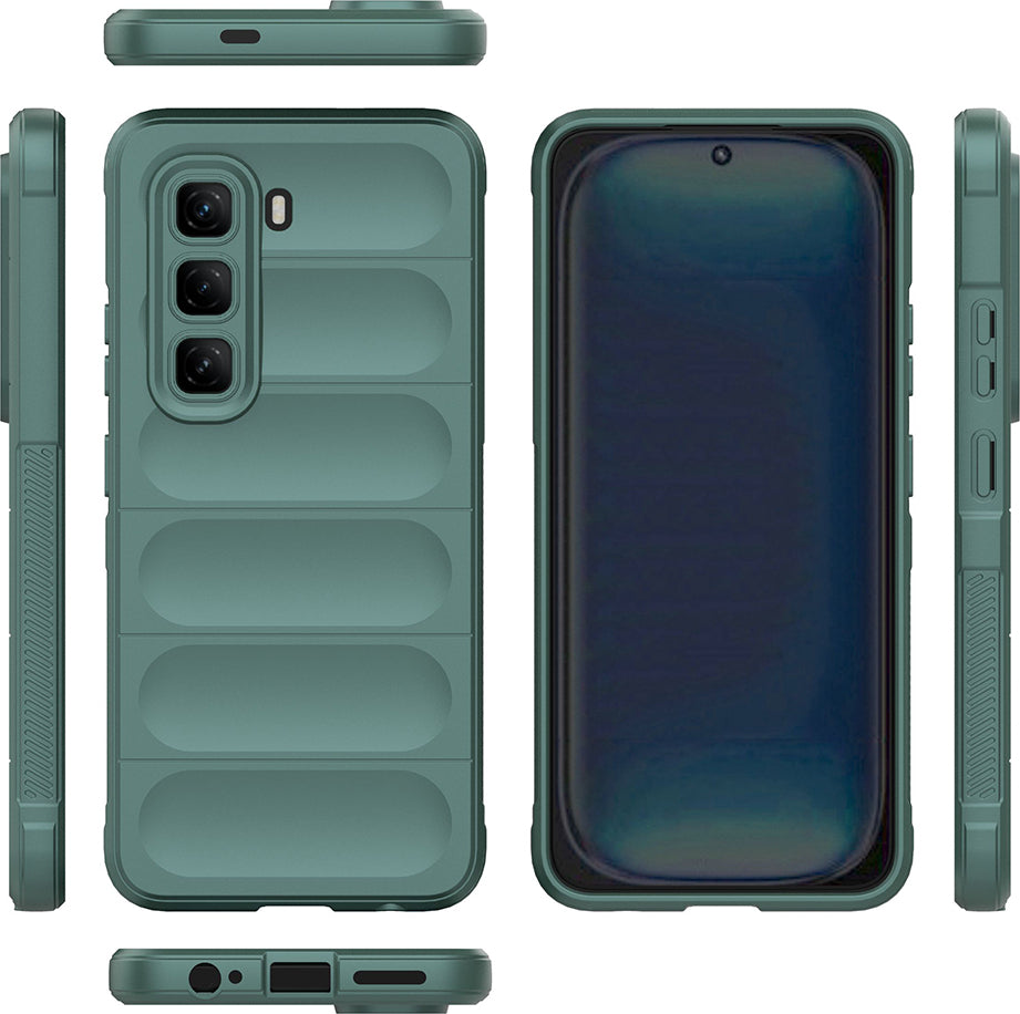 Infinix Hot 50 4g Kılıf Esnek Tpu Oyuklu Arka Yüzey Tasarımlı Mnc Etnik Silikon Kapak - Koyu Yeşil