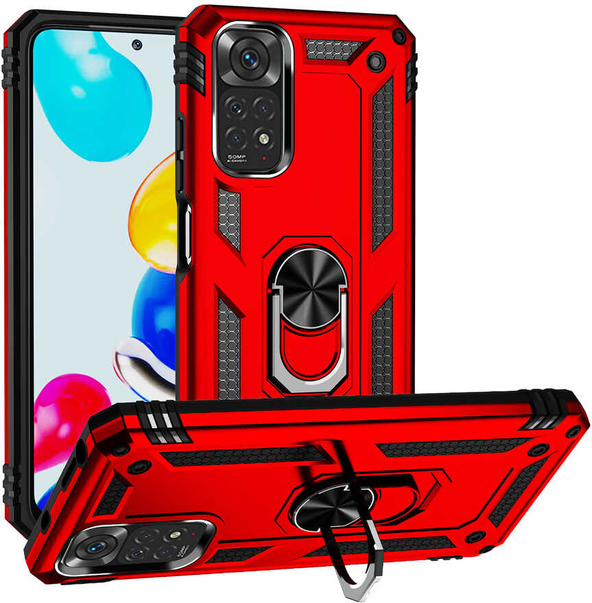 Xiaomi Redmi Note 11S Global Kılıf Mnc Vega Kapak-Kırmızı