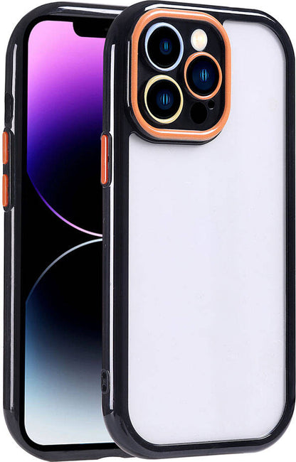 Apple iPhone 14 Pro Max Kılıf Kamera Korumalı Renkli Kenar ve Çerçeve Tasarımlı Mnc Vitamin Kapak-Siyah