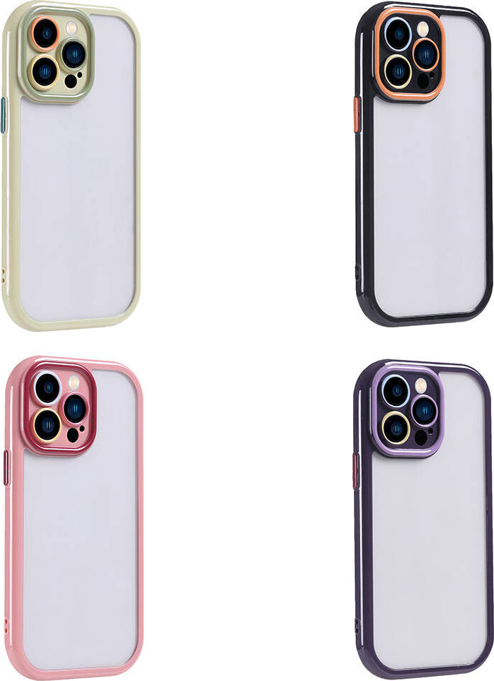 Apple iPhone 14 Pro Max Kılıf Kamera Korumalı Renkli Kenar ve Çerçeve Tasarımlı Mnc Vitamin Kapak-Siyah