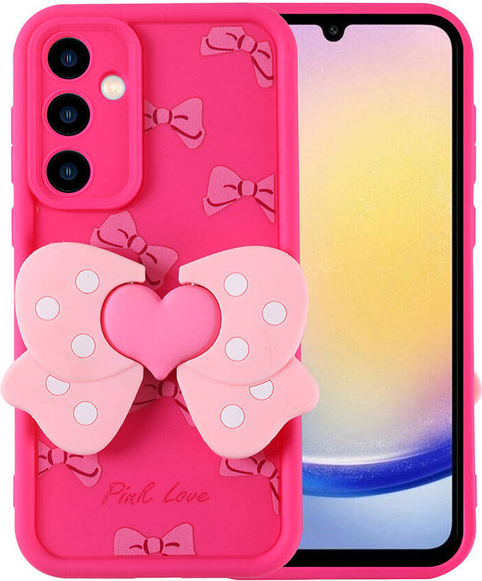 Galaxy A25 Kılıf Kamera Korumalı Figür Tasarımlı Mnc Kapya Kapak-Pembe Koyu