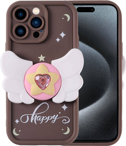Apple iPhone 15 Pro Max Kılıf Kamera Korumalı Figür Tasarımlı Mnc Kapya Kapak-Koyu Kahve