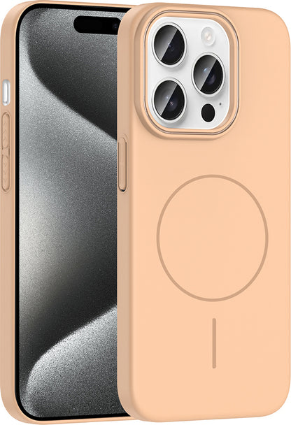 iPhone 15 Pro Kılıf Magsafe Şarj Özellikli Mnc Ruby Silikon Kapak - Desert Titanyum