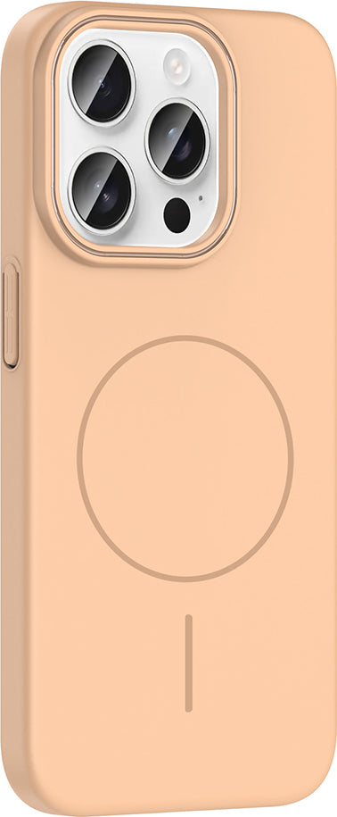 iPhone 15 Pro Kılıf Magsafe Şarj Özellikli Mnc Ruby Silikon Kapak - Desert Titanyum