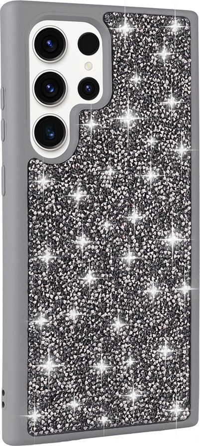 Galaxy S22 Ultra Kılıf Parlak Taşlı Tasarım Mnc Pırlanta Kapak - Beyaz