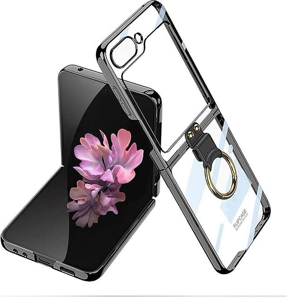 Galaxy Z Flip 6 Kılıf Mnc Yüzüklü Kıpta Kapak-Siyah