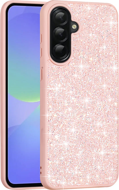 Galaxy A56 Kılıf Parlak Taşlı Tasarım Mnc Pırlanta Kapak - Pembe