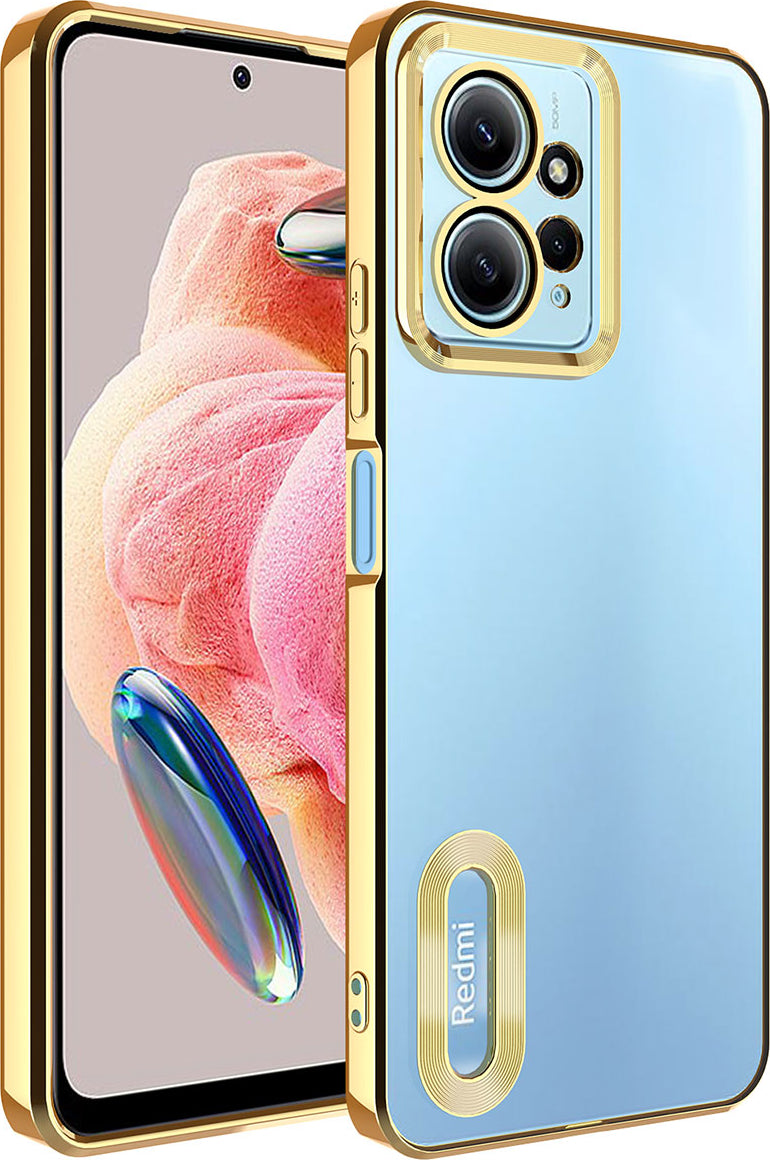 Xiaomi Redmi Note 12 4g Kılıf Kamera Korumalı Logo Gösteren Mnc Omega Kapak-Gold