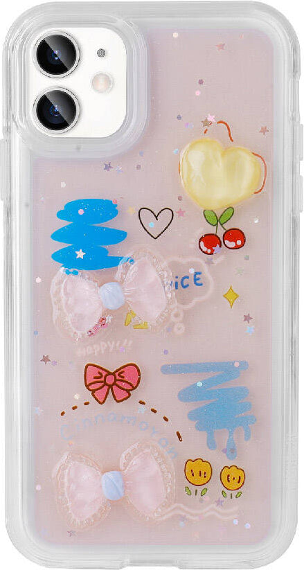 Apple iPhone 11 Kılıf Kabartma Figürlü Parlak Mnc Minimini Silikon Kapak-Pembe