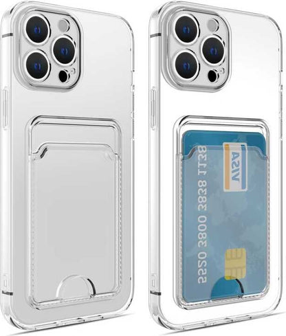 iPhone 13 Pro Kılıf Kartlıklı Şeffaf Mnc Setra Clear Silikon Kapak-Renksiz