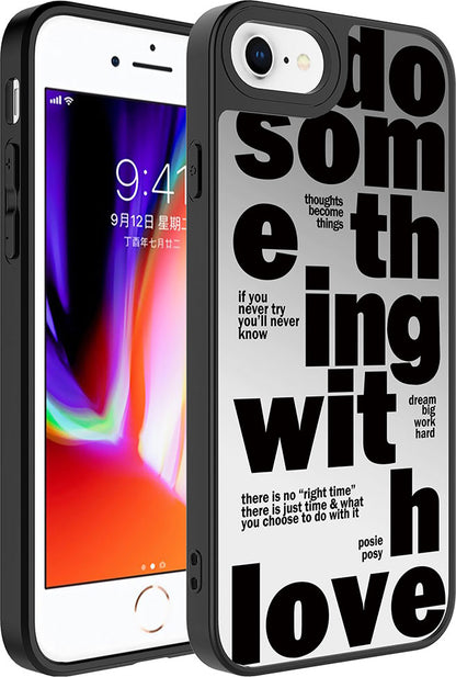 iPhone Se 2022 Uyumlu Aynalı Desenli Kamera Korumalı Parlak Mnc Mirror Kapak-Love
