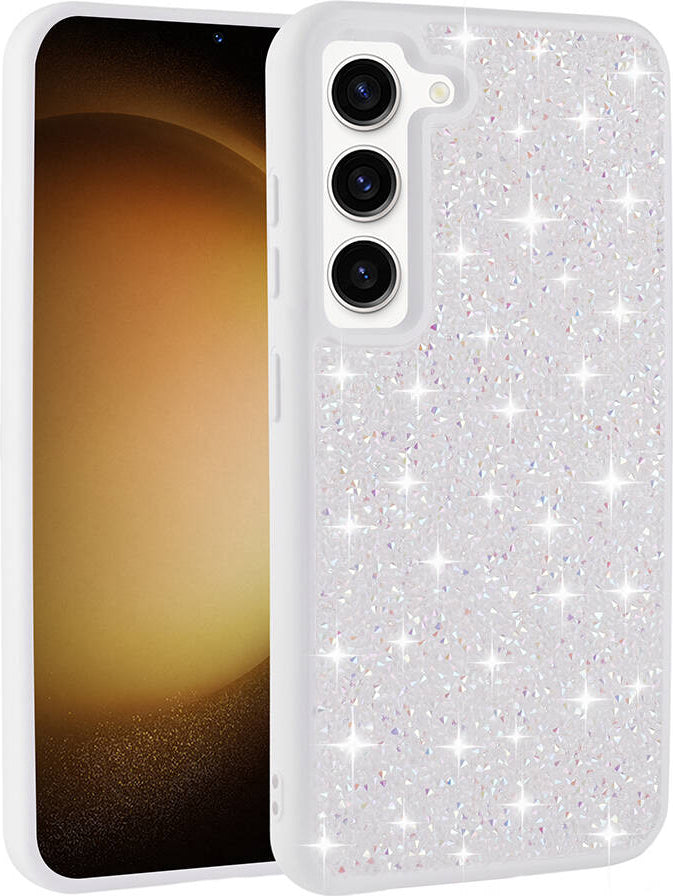Galaxy S23 Kılıf Parlak Taşlı Tasarım Mnc Pırlanta Kapak-Lila